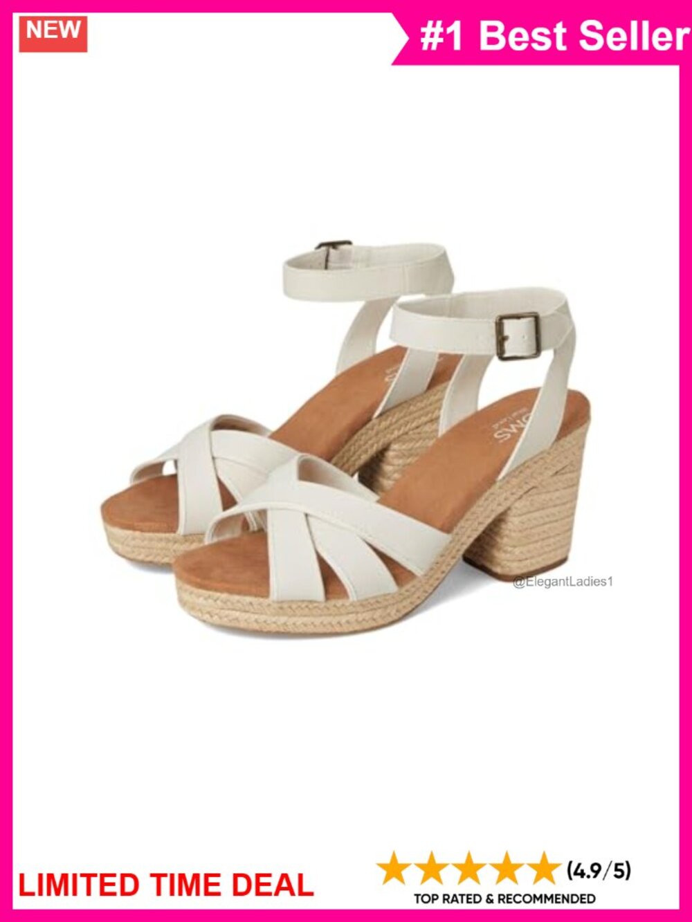 TOMS Majorca Strappy Platform Heel Sandals Leather Ankle Strap Block Heel